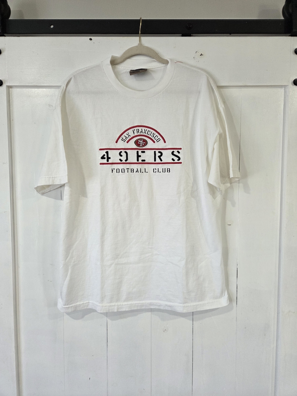 Antigua White Tee with Red and Black 49ers Graphic